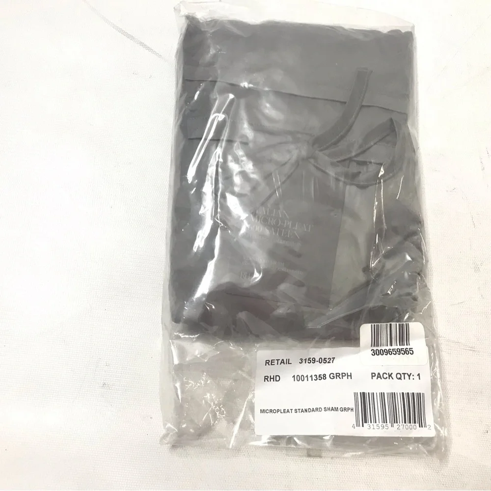 Restoration Hardware Italian Micro-Pleat 600 Sateen Standard Sham Gray New